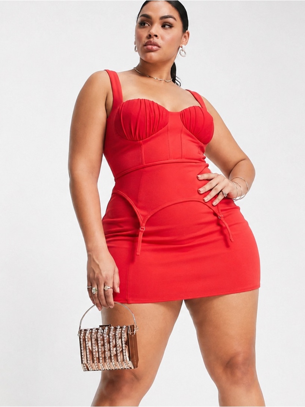 ASOS Red Cami Corset Garter Mini Dress